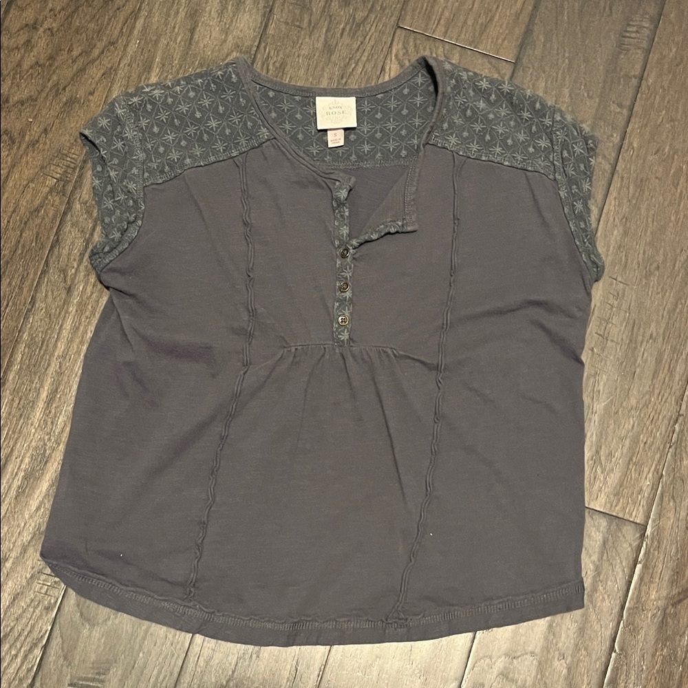 Knox Rose Charcoal Short Sleeve Top